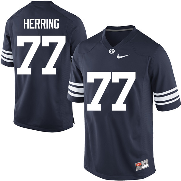 Men #77 Chandon Herring BYU Cougars College Football Jerseys Sale-Navy - Click Image to Close